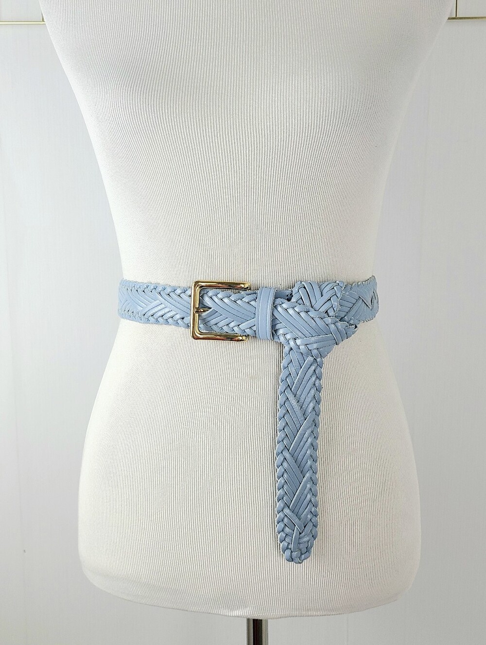 J. Crew Powder Blue Woven Braided Genuine Leather Belt - Picture 2 of 12